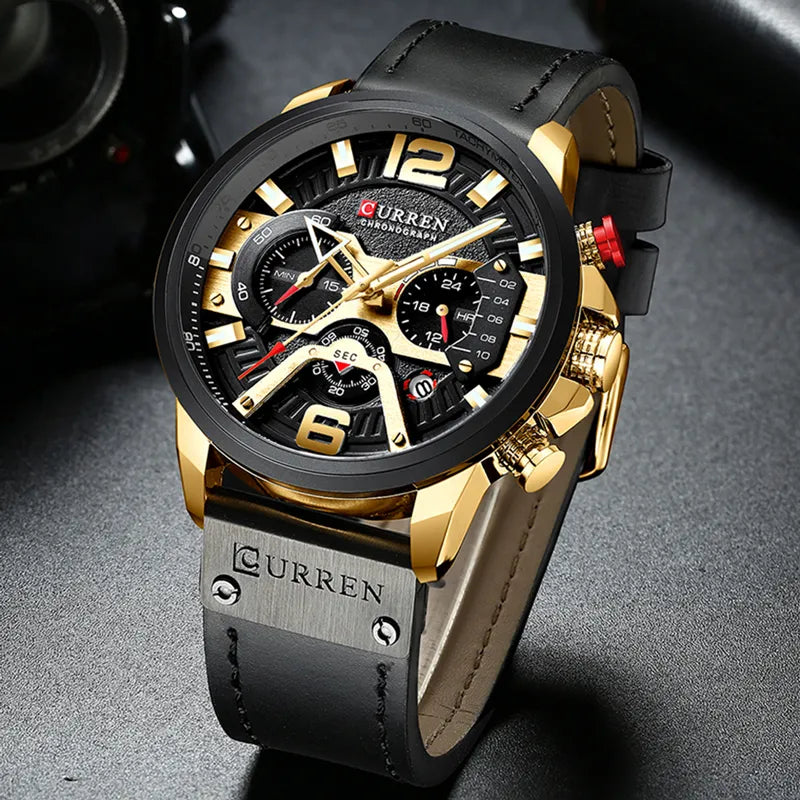 Casual Sport Watches for Men Top Brand Luxury Military Leather