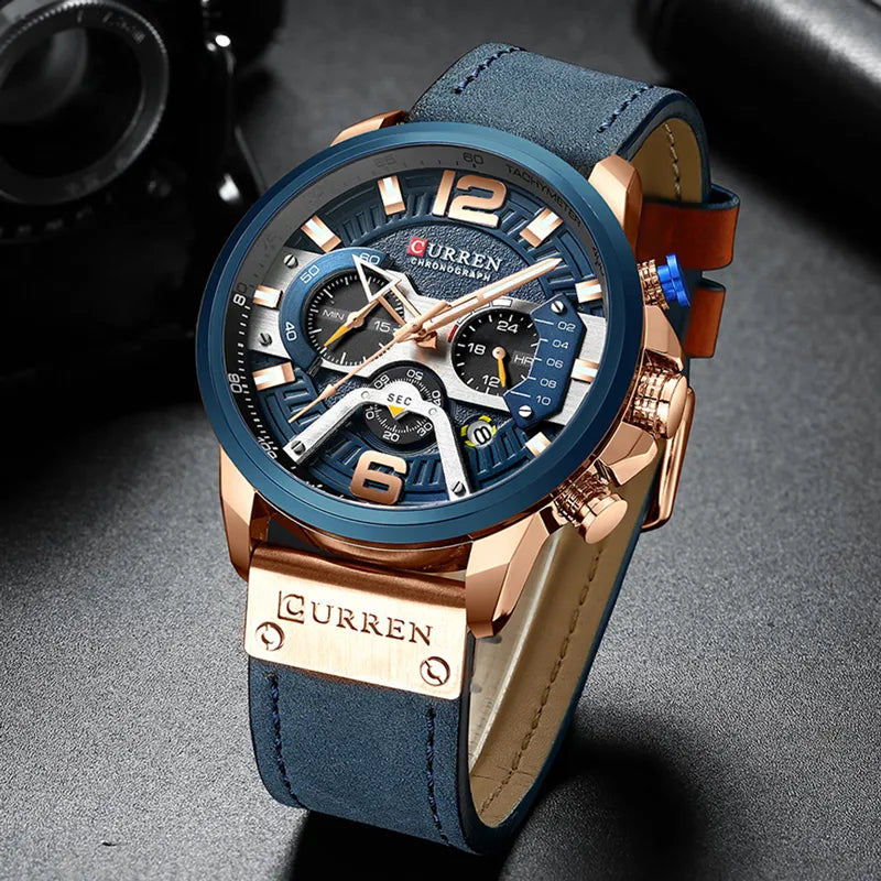 Casual Sport Watches for Men Top Brand Luxury Military Leather