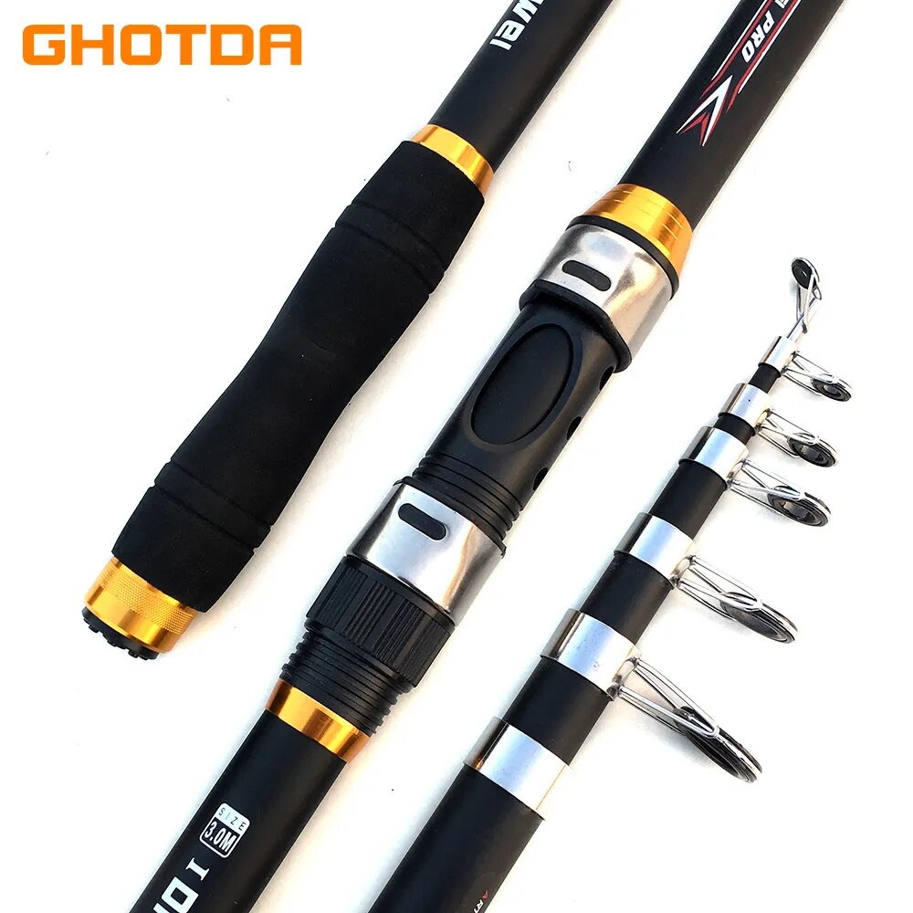 Portable Telescopic Fishing Rod High Performance: 2.1M 2.4M 2.7M 3.0M 3.6M