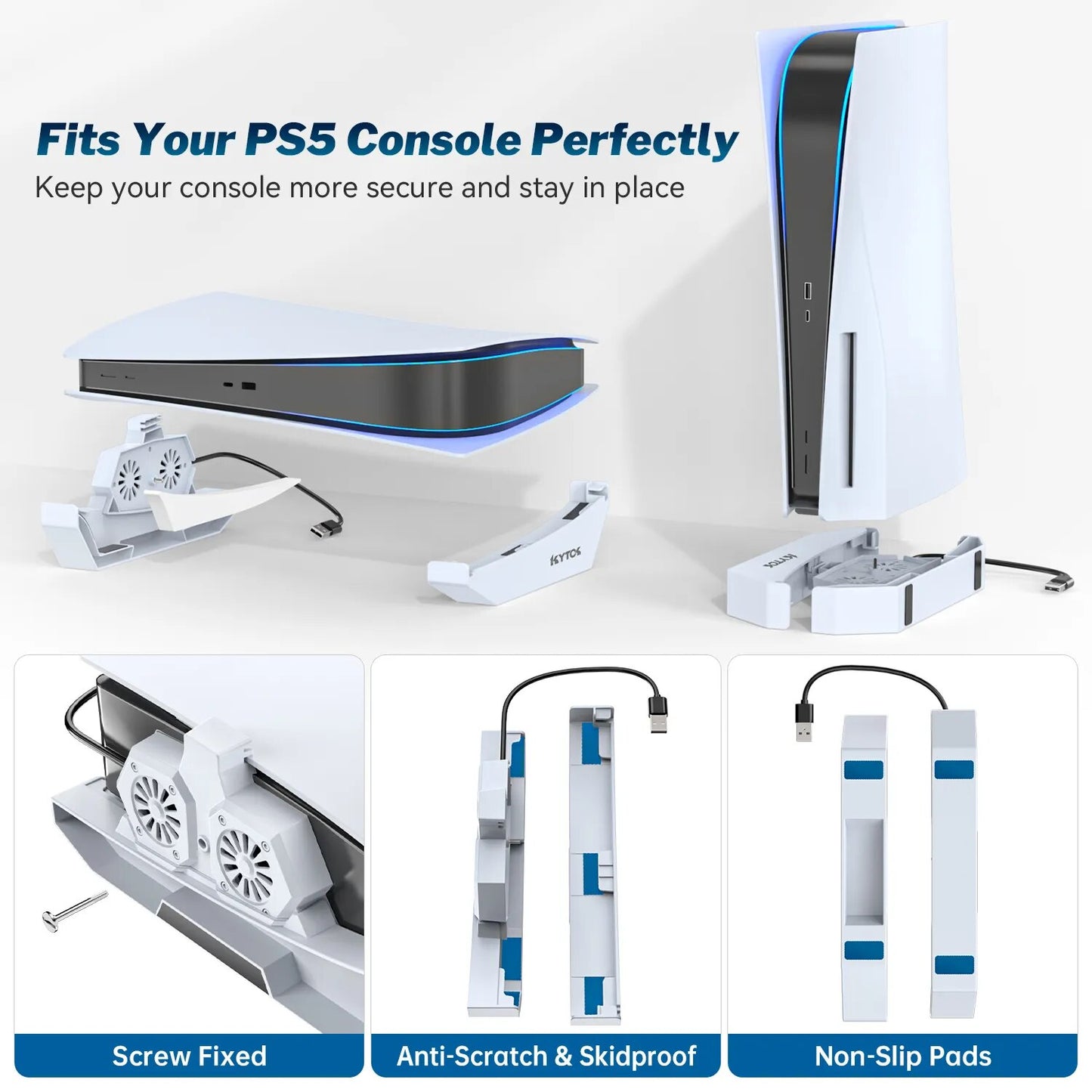 PS5 CoolFlow: Horizontal & Vertical Cooling Stand with Dual Fans