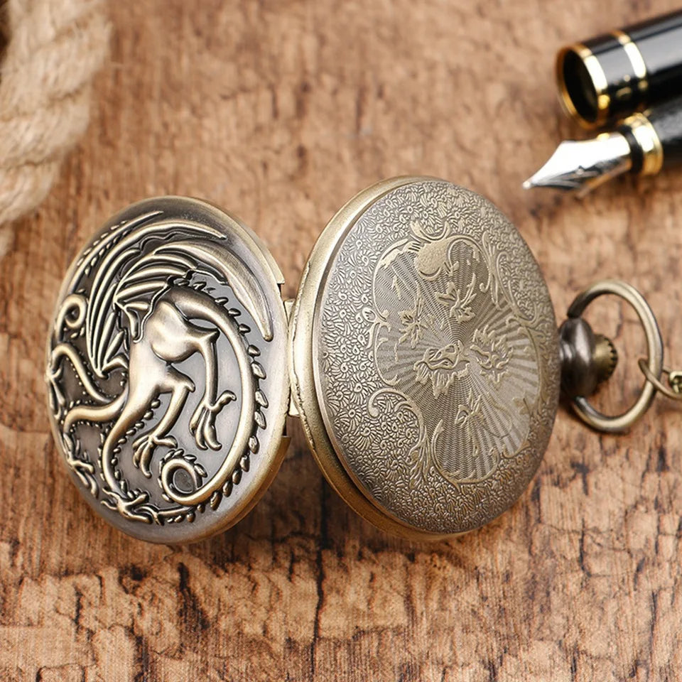 Vintage Pocket Watch: A gift that captures the essence of a mythical world where dragons reign suprem