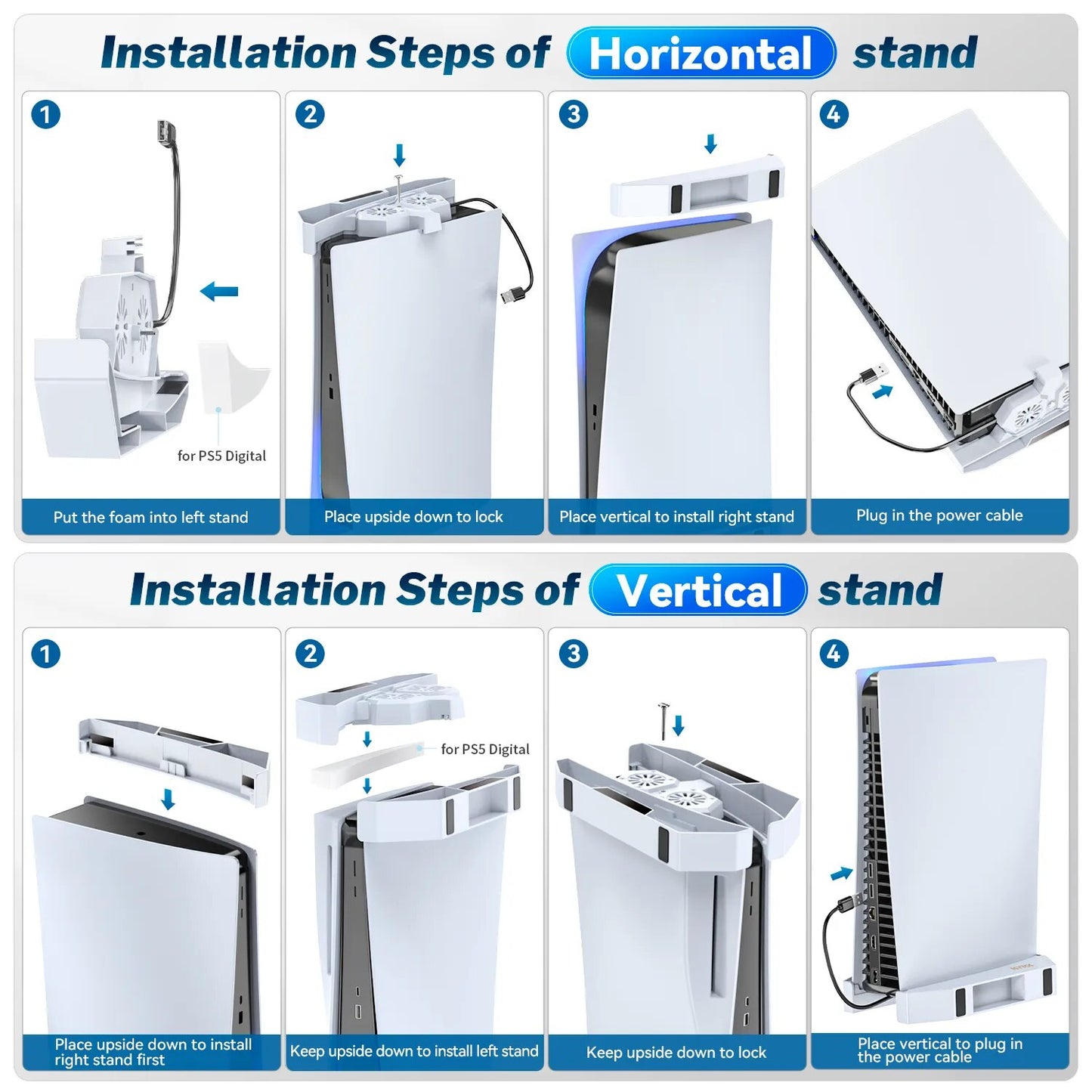 PS5 CoolFlow: Horizontal & Vertical Cooling Stand with Dual Fans