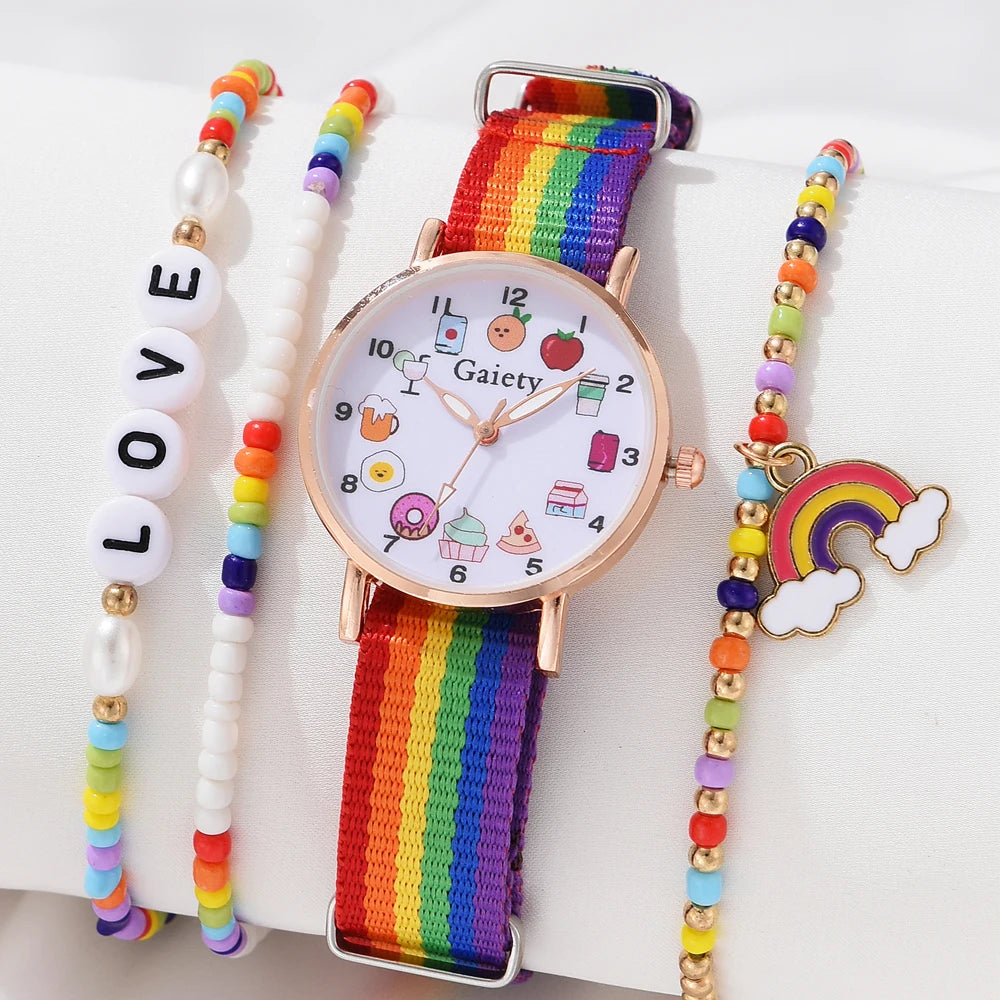 Ladies' Rainbow Wristwatch: A Pop of Color for Every Occasion