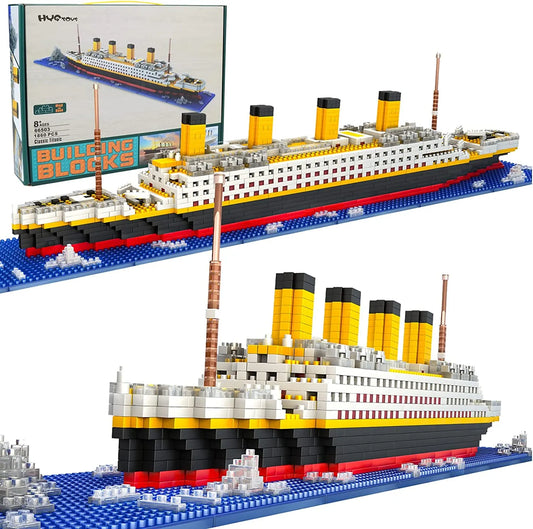 Juego de mini bloques de construcción Titanic Micro, 1860 piezas: juguetes educativos de bricolaje