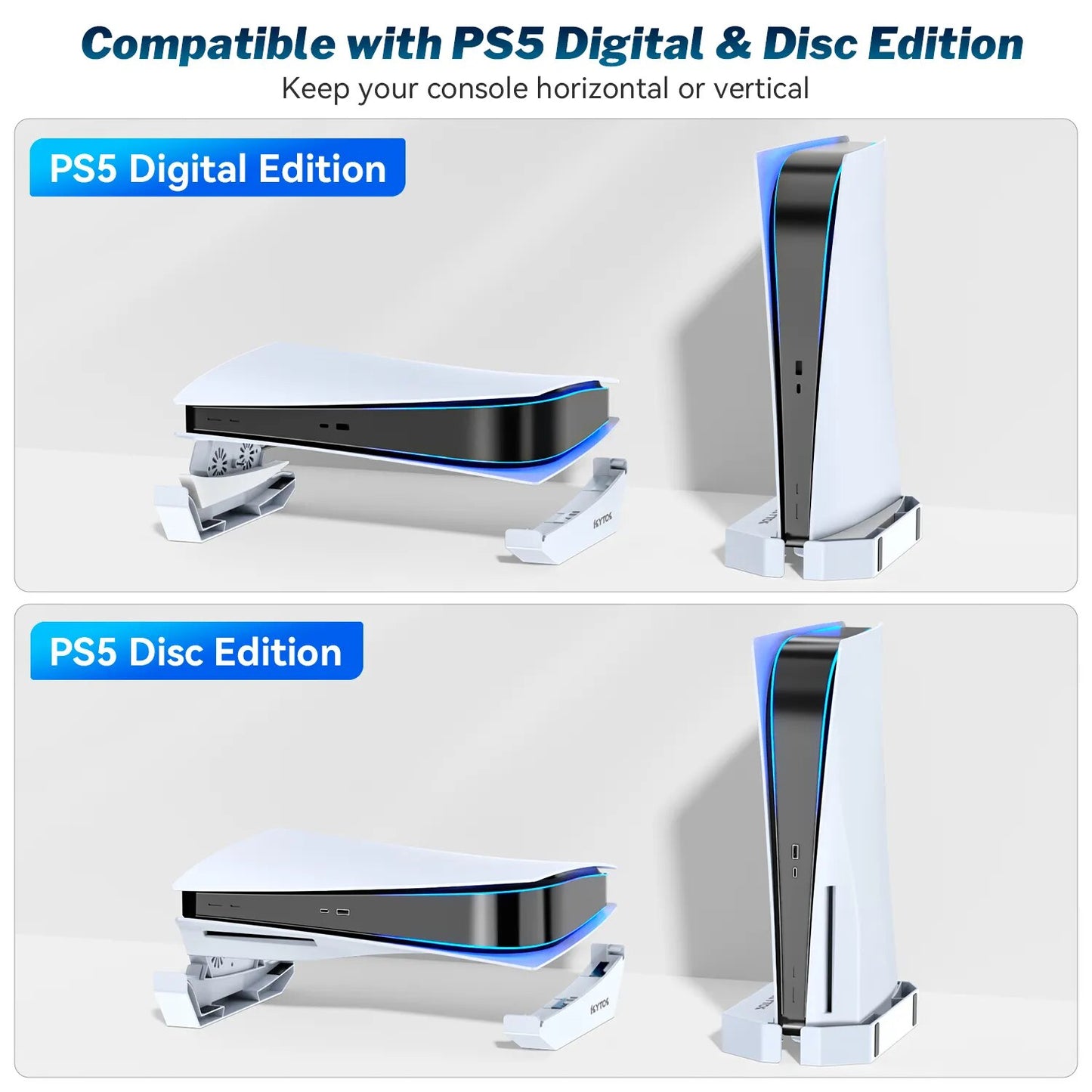 PS5 CoolFlow: Horizontal & Vertical Cooling Stand with Dual Fans