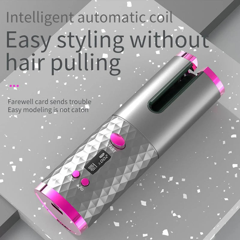 Wireless AutoCurl Pro - Portable Mini Hair Curler with Timer & LCD Display