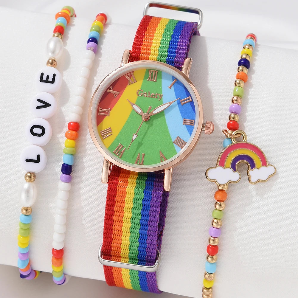 Ladies' Rainbow Wristwatch: A Pop of Color for Every Occasion