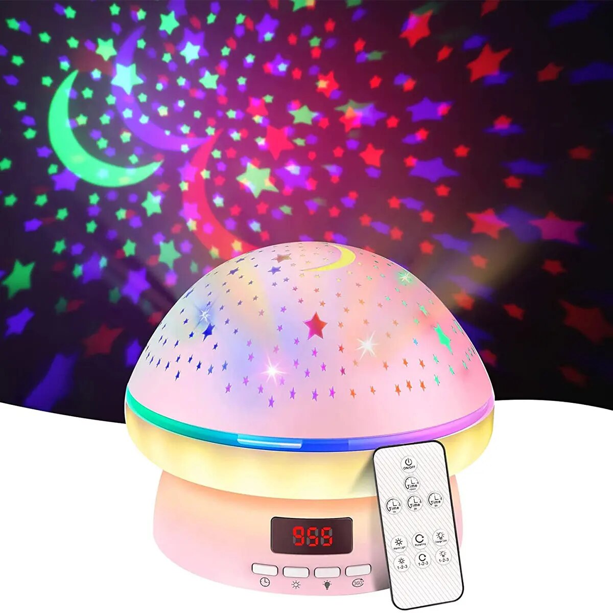 Starry Scape Galaxy Pro: Rotating LED Night Light with 8 Modes, Moon Lamp, Best Children's Bedroom Star Projector