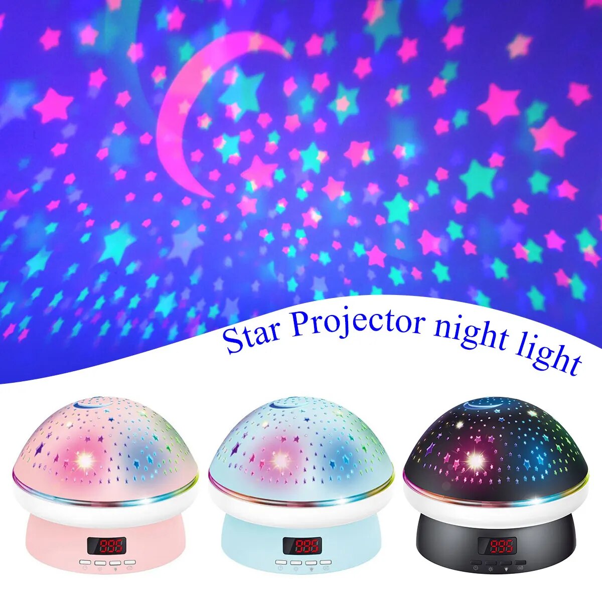 Starry Scape Galaxy Pro: Rotating LED Night Light with 8 Modes, Moon Lamp, Best Children's Bedroom Star Projector