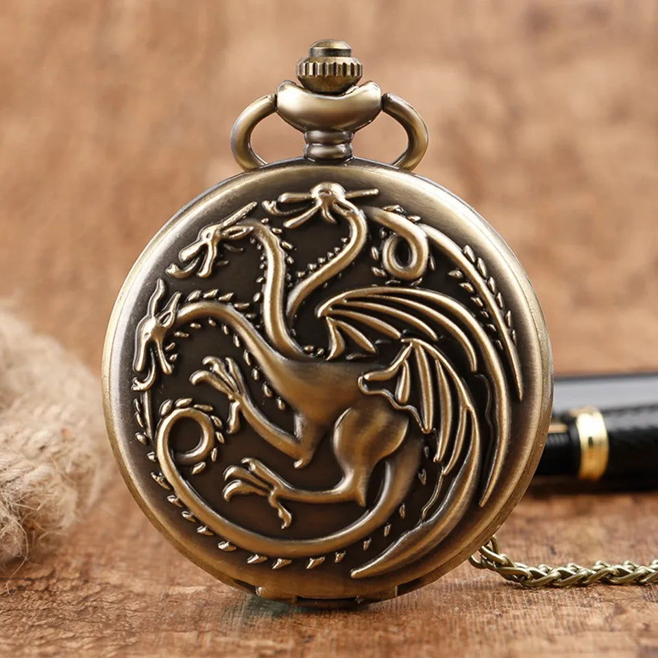 Vintage Pocket Watch: A gift that captures the essence of a mythical world where dragons reign suprem