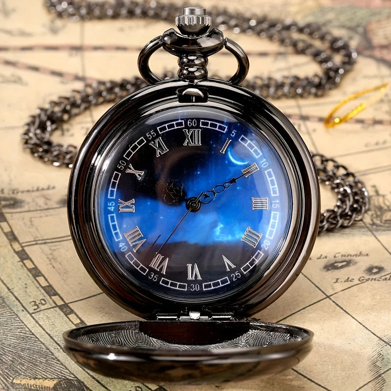 Vintage Pocket Watch: A Timeless Treasure Adorned with the Celestial Beauty of the Night Sky