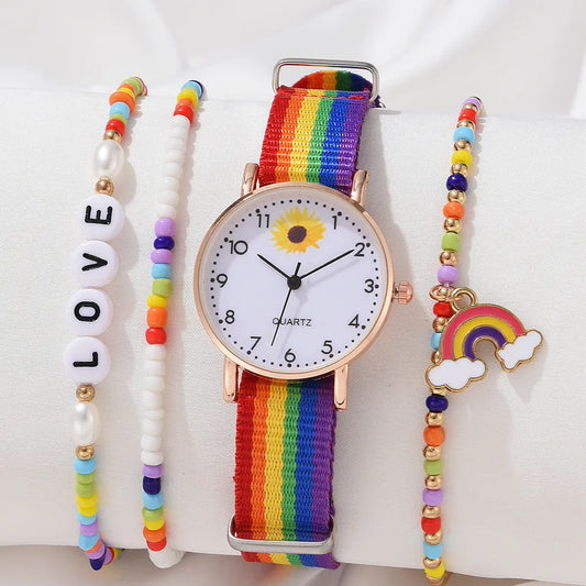 Ladies' Rainbow Wristwatch: A Pop of Color for Every Occasion