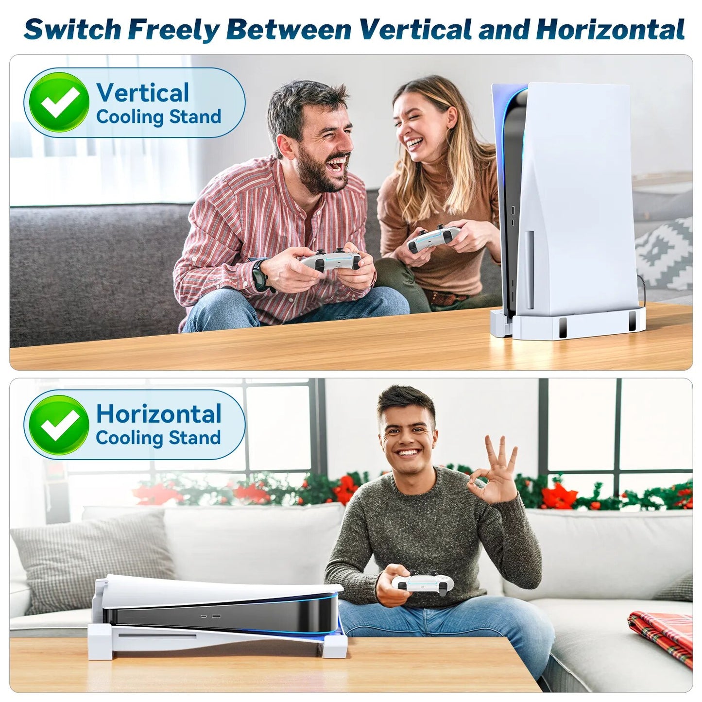 PS5 CoolFlow: Horizontal & Vertical Cooling Stand with Dual Fans