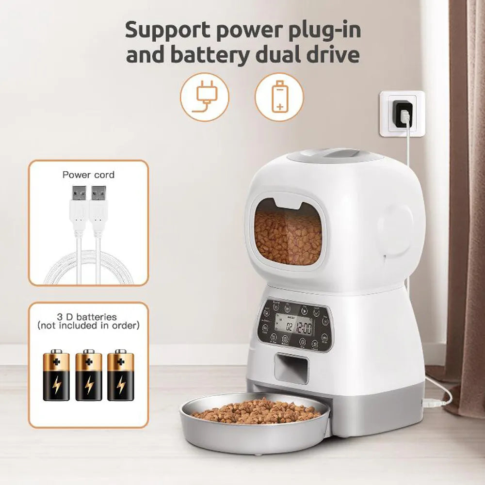 Smart Paws: Wi-Fi-Connected Feline Feeder with Voice, 3.5L Delight!