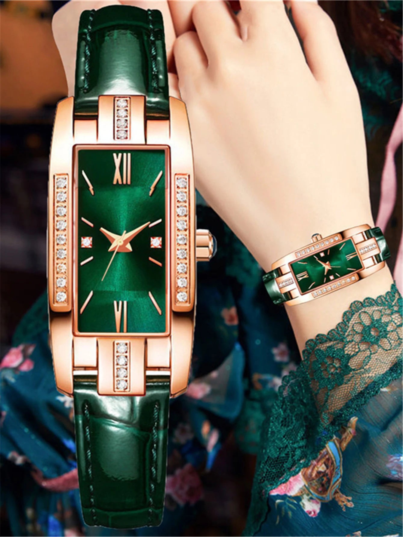 Elegant Rectangle Watch Set: Five-Piece Business Chic