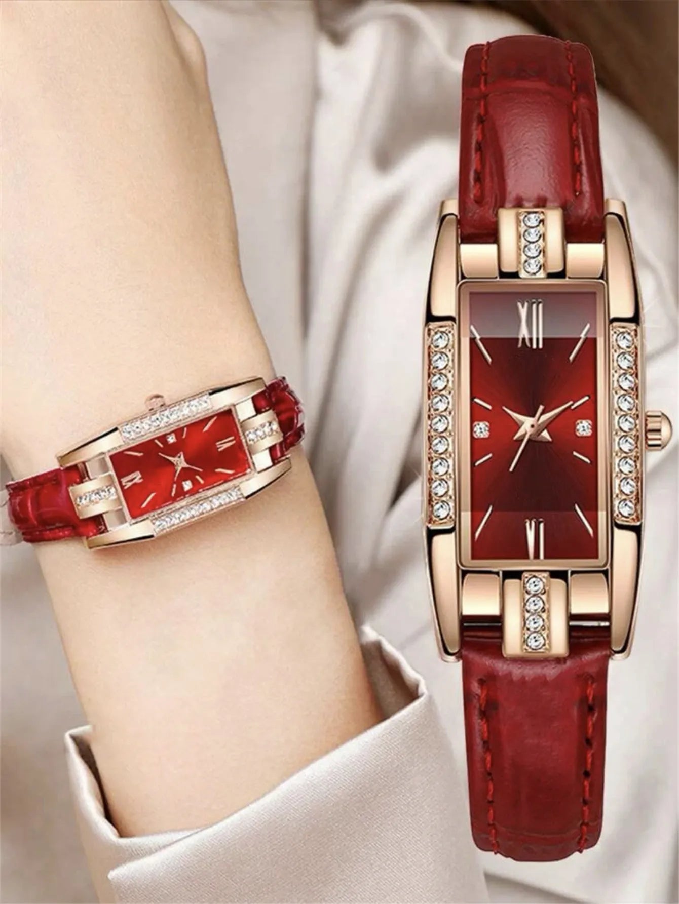 Elegant Rectangle Watch Set: Five-Piece Business Chic