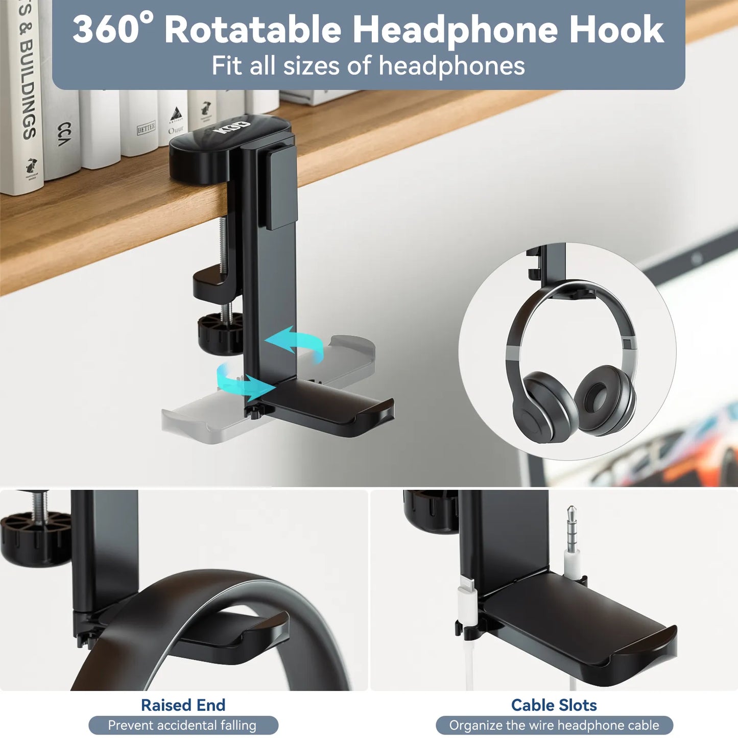 Rotable Headphone holder 3 in 1